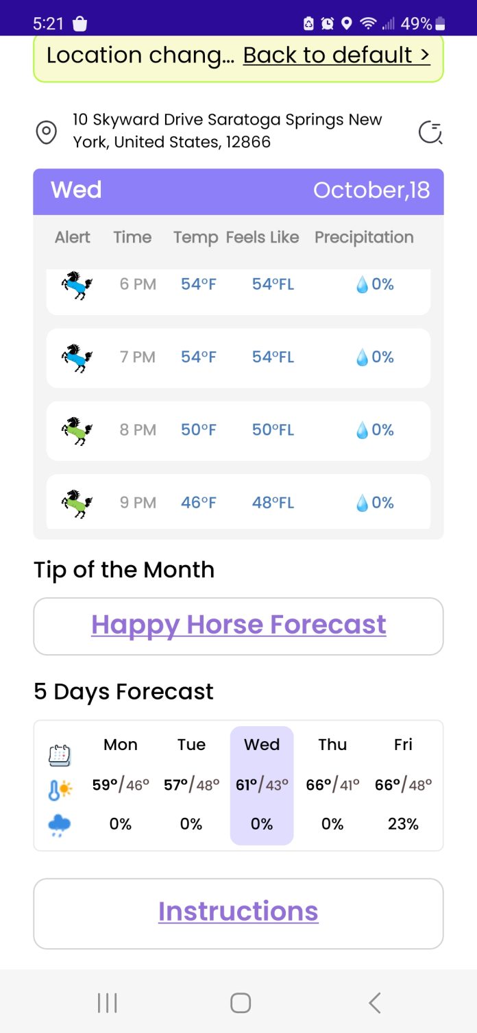wed. of 5 day forecast