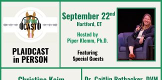 Plaidcast in Person: Live in Hartford on September 22 — Featuring Dr. Caitlin Rothacker, DVM and Christina Keim